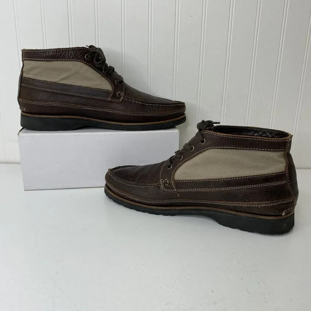 Duluth Trading Boots Mens 10M Work Ankle Chuckka Brown Leather Canvas Lace Up